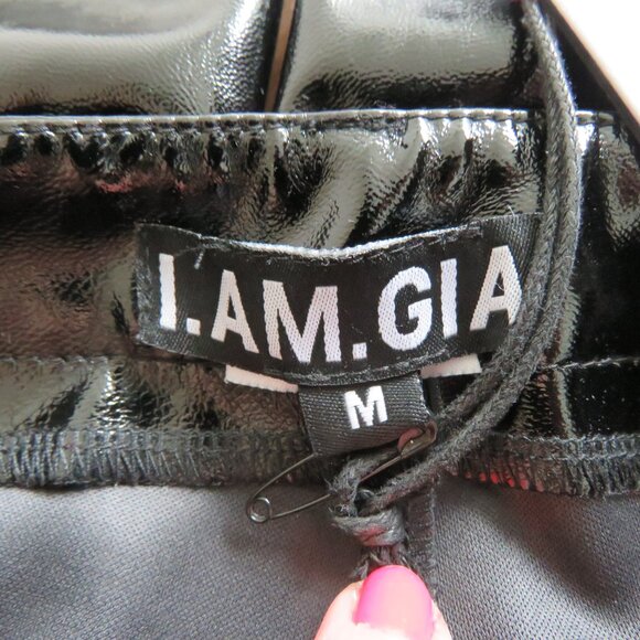 I.AM.GIA Nikole Black Faux Vegan Patent Leather Pants - Women's Size M NWT - Picture 15 of 16